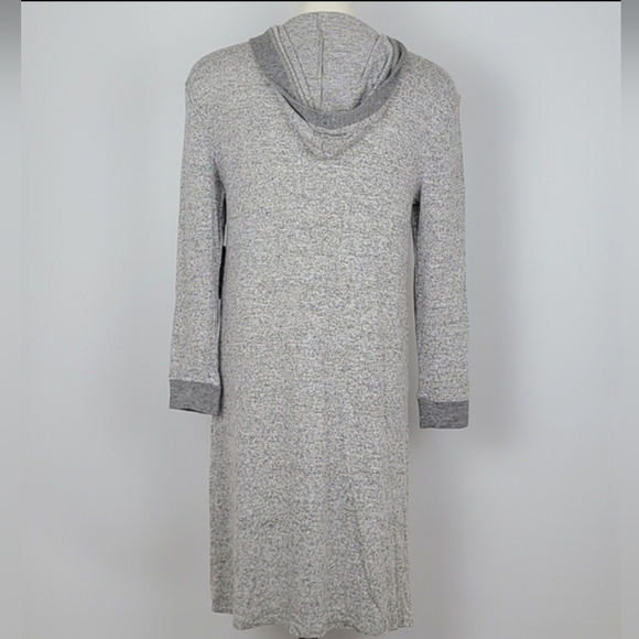 La Vie en Rose Open Front Hooded Cardigan Heathered Grey Pin Pockets Size XS / S - Picture 3 of 14